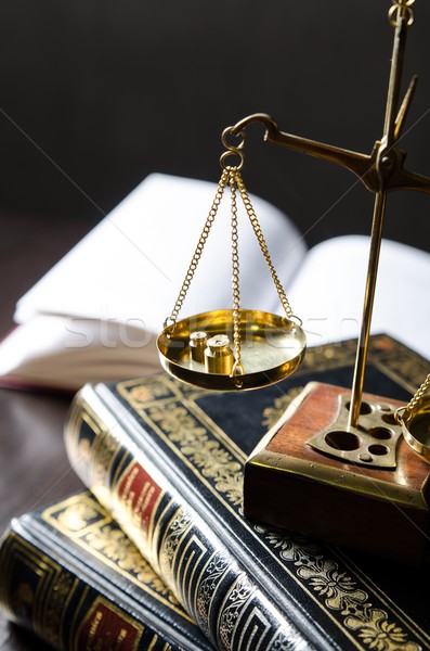 Weight scale and books. Scales of Justice composition Stock photo © simpson33