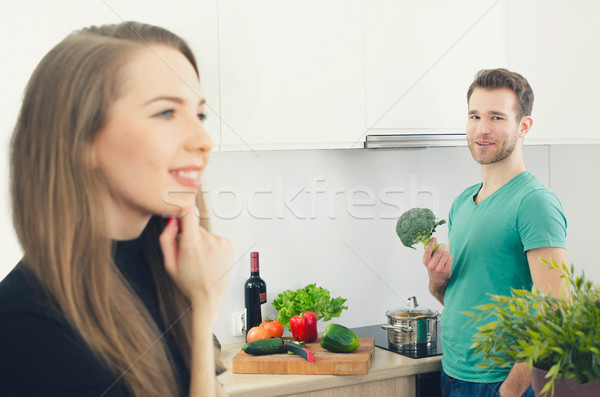 Tempo juntos cozinha estilo de vida casal Foto stock © simpson33