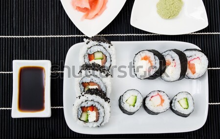 Prato sushi conjunto comida peixe asiático Foto stock © simpson33