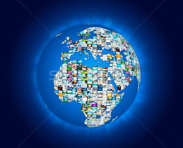 Zdjęcia stock: Telewizji · nadawanie · multimedialnych · mapie · świata · streszczenie · Internetu