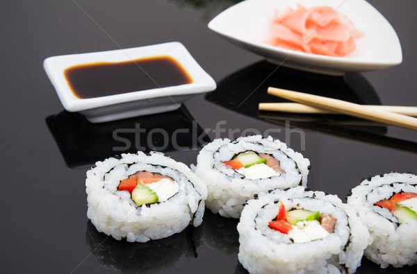 Sushi set with sticks and ginger Stock photo © simpson33