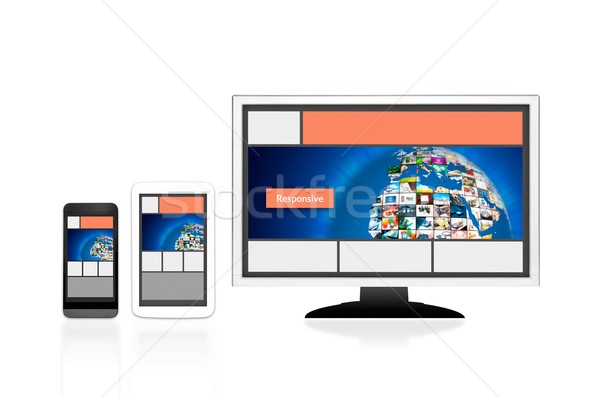 Responsive web design layout on different devices. Set on white  Stock photo © simpson33