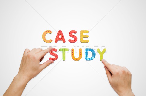 Hands put the words Case Study with magnetic letters Stock photo © simpson33