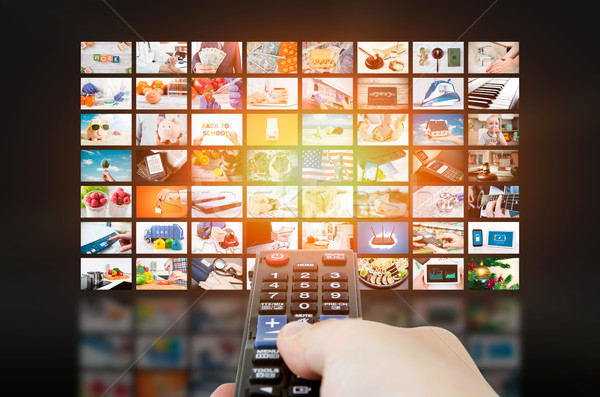 Stockfoto: Multimedia · videowall · televisie · uitzending · muur · video