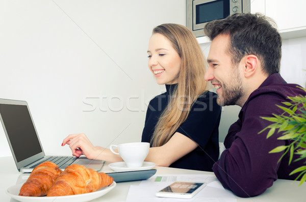 Stockfoto: Werken · home · werk · vrouw · laptop