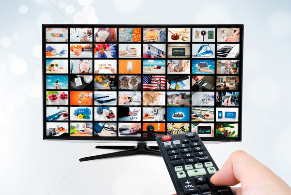 Widescreen ultra high definition TV screen with video broadcast Stock photo © simpson33