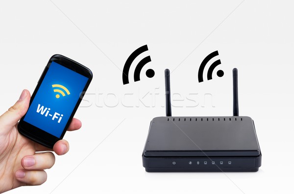 Draadloze router mobiele netwerk telefoon Stockfoto © simpson33