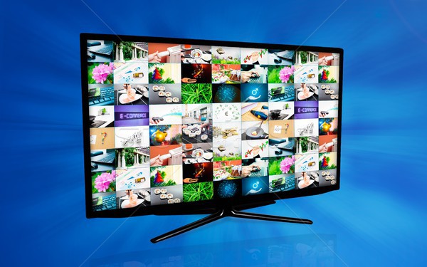 Widescreen high definition TV screen with video gallery. Televis Stock photo © simpson33