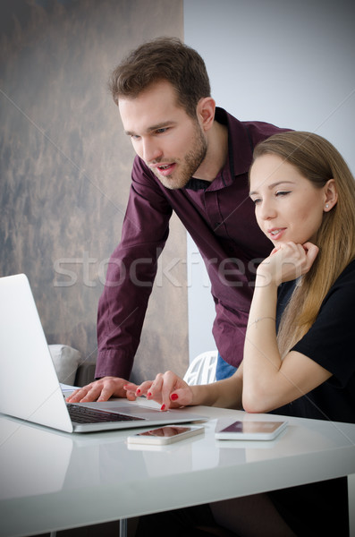 Stock photo: Business team working with computer in the office