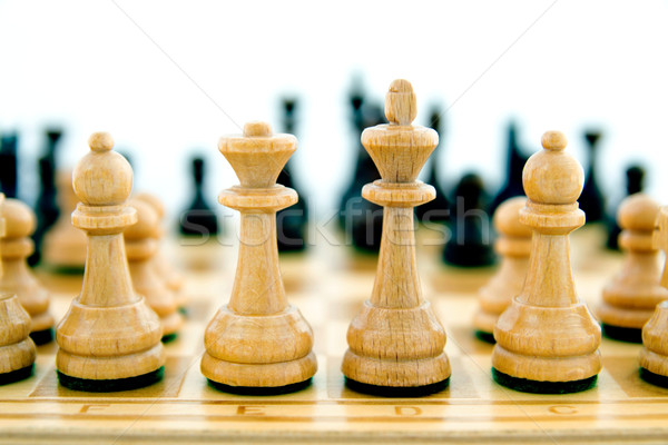 Schachfiguren Schachbrett Business Schach schwarz Macht Stock foto © simpson33