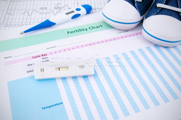 Stock photo: Pregnancy test on fertility chart