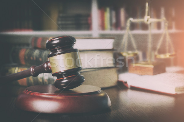 Gavel in court room library Stock photo © simpson33