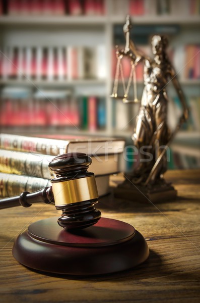 Law concept with gavel and Themis in background Stock photo © simpson33