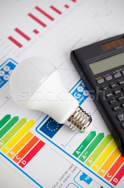 LED light bulb on energy efficiency chart. Stock photo © simpson33