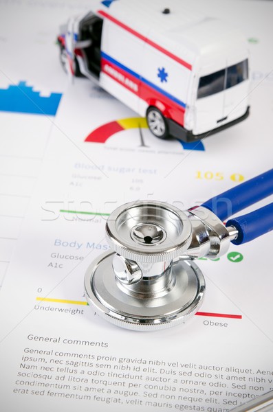 Health condition score report. Stethoscope on medical background Stock photo © simpson33