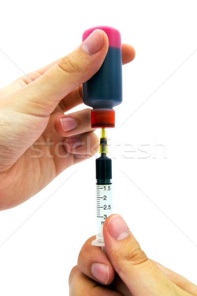 Cartridge refuelling with the syringe  Stock photo © simpson33