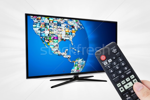 Widescreen high definition TV screen with sphere video gallery. Stock photo © simpson33