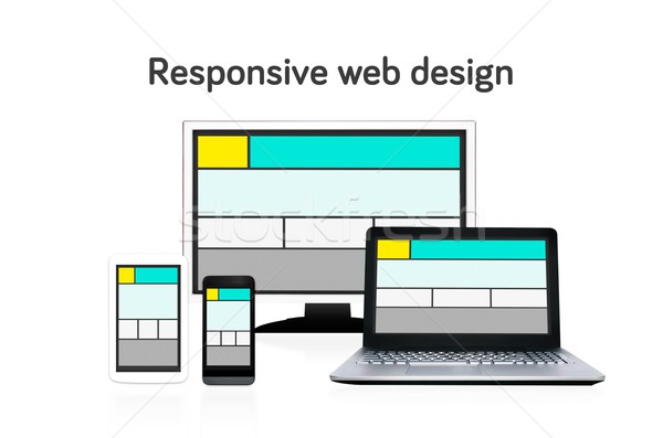 Responsive web design layout on different devices. Set on white  Stock photo © simpson33