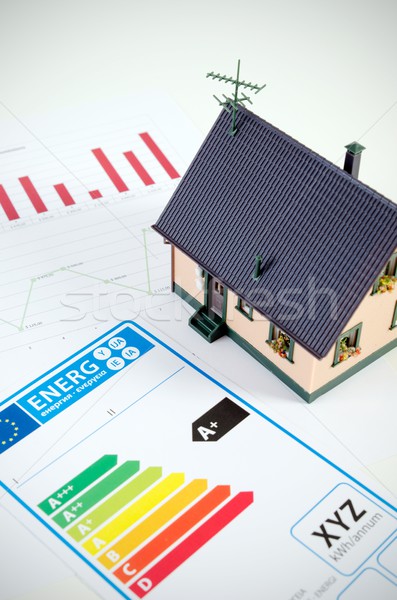 Efektywności energetycznej domu model biurko dokumentów domu Zdjęcia stock © simpson33