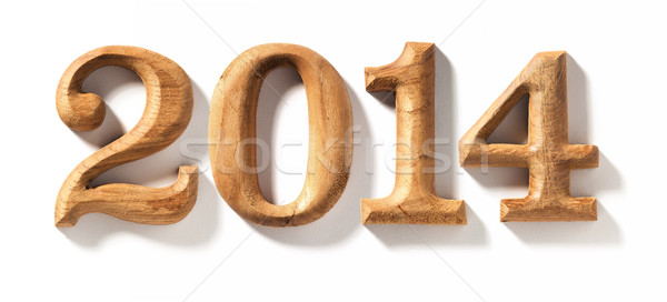 2014 wooden numeric with drop shadow. Stock photo © sippakorn