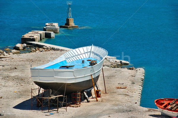 Barco pescador homem porto zakynthos Foto stock © sirylok