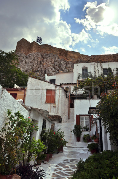 Pequeño casas tradicional barrio Acrópolis Foto stock © sirylok