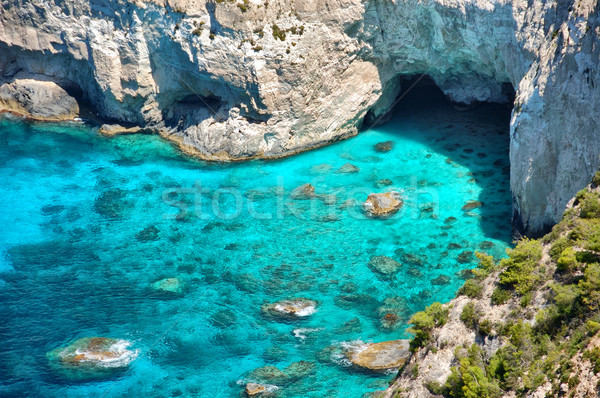 Tengerpart panorámakép kilátás Zakynthos Görögország víz Stock fotó © sirylok