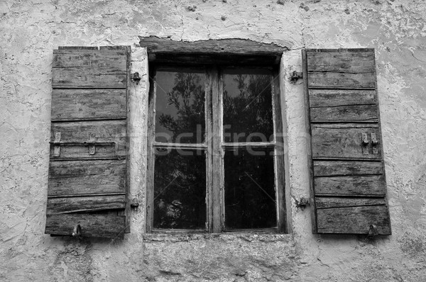 Tozlu pencere ahşap duvar Stok fotoğraf © sirylok