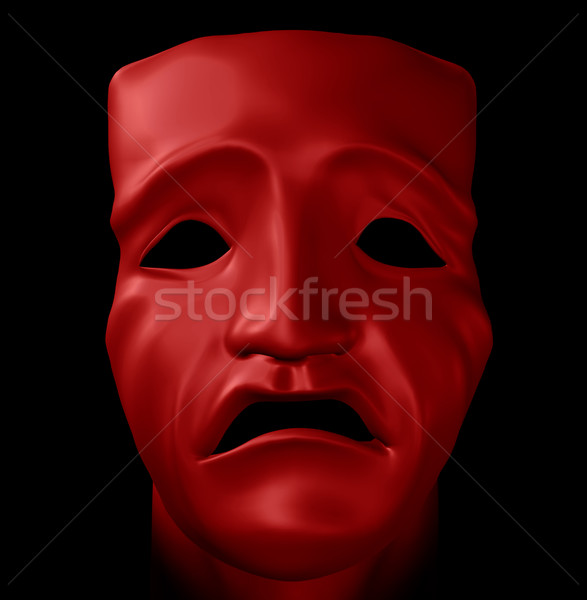 Rysunku tragedia maska czarny cyfrowo 3d ilustracji Zdjęcia stock © sirylok