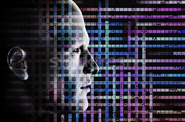 Man computer code mannelijke portret digitaal Stockfoto © sirylok