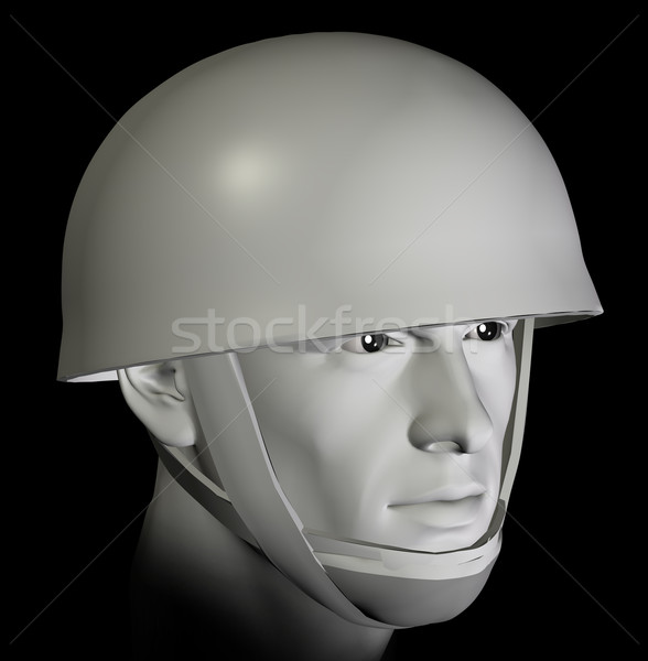 Katona sisak 3d illusztráció csata portré fekete Stock fotó © sirylok