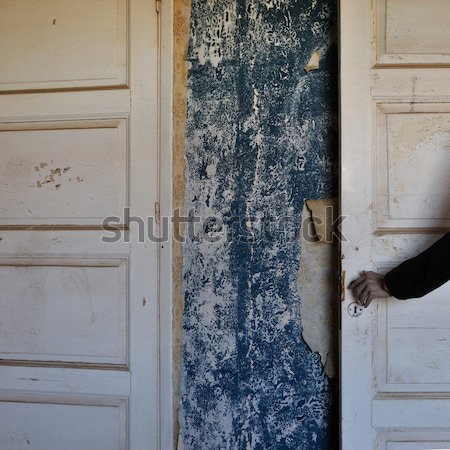 Geheugen cijfer behang muur verlaten huis Stockfoto © sirylok