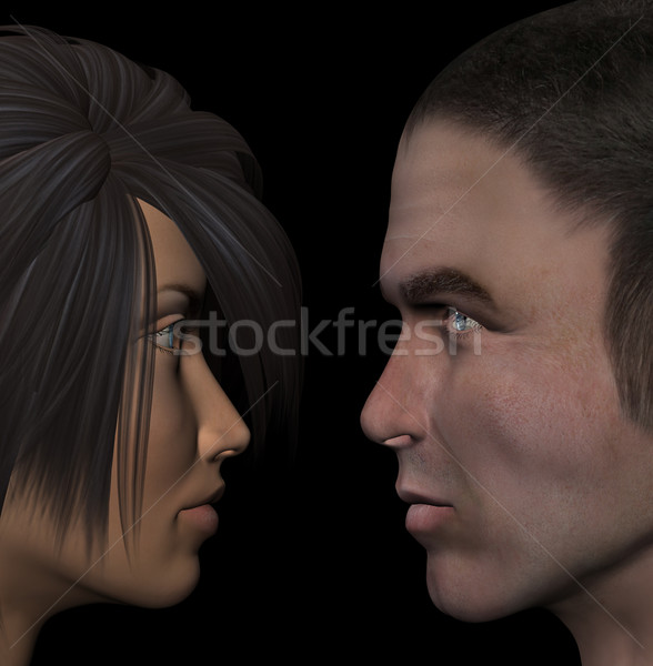 man and woman young couple illustration Stock photo © sirylok
