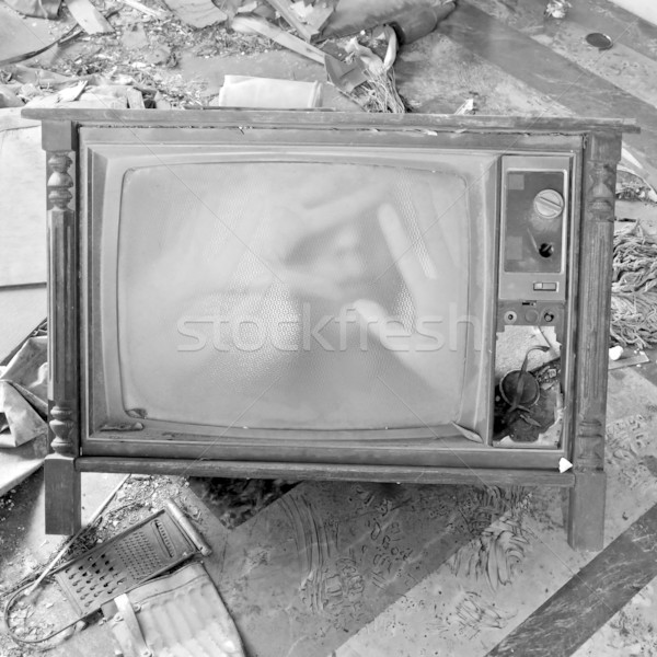 ghostly figure on vintage tv set Stock photo © sirylok
