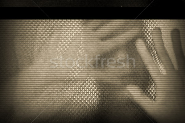 Telewizji ekranu zniekształcony mężczyzna rysunku za Zdjęcia stock © sirylok