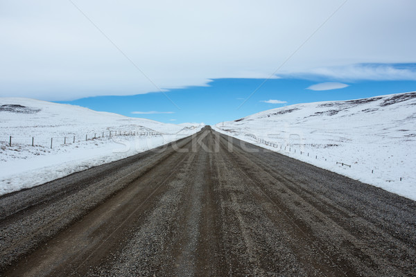 Estrada de cascalho inverno paisagem neve blue sky Foto stock © skylight