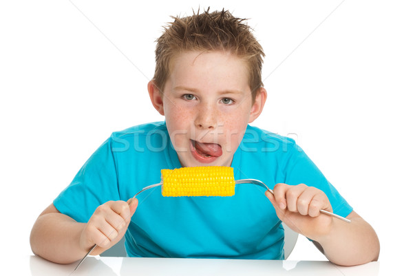 Boy eating corn on cob Stock photo © SLP_London