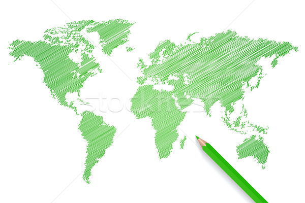 Lápis mapa do mundo ilustração projeto mundo Foto stock © smarques27