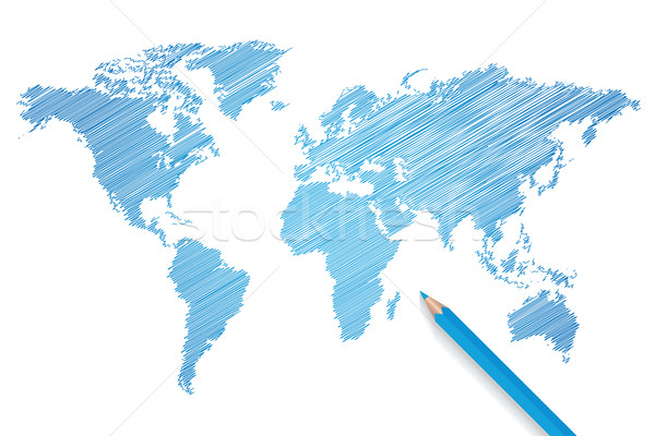 Lápis mapa do mundo vetor projeto mundo Foto stock © smarques27