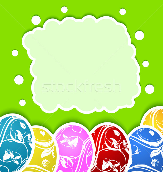 Easter card with set colorful ornate eggs Stock photo © smeagorl