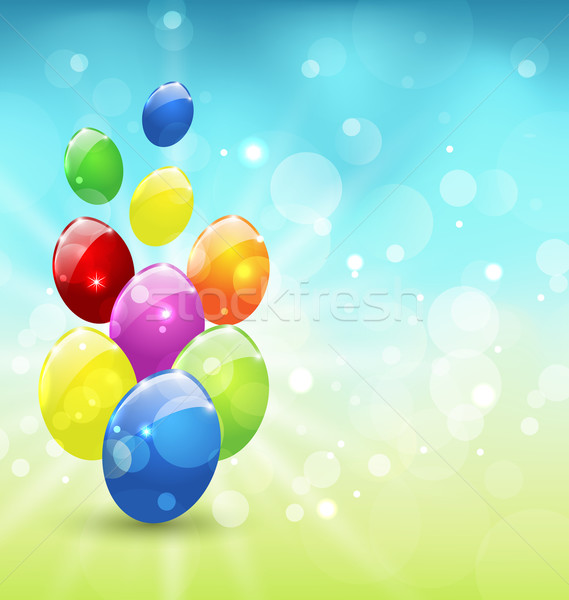 Easter set colorful eggs, holiday background Stock photo © smeagorl