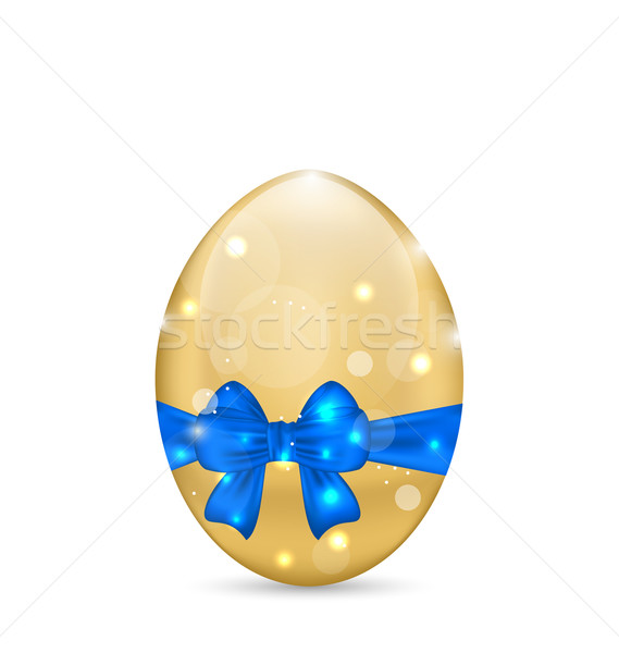 Easter paschal egg with blue bow, isolated on white background Stock photo © smeagorl