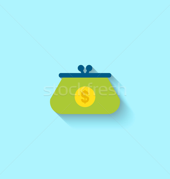 Symbol Geldbörse Illustration lange Schatten modernen Stil Stock foto © smeagorl