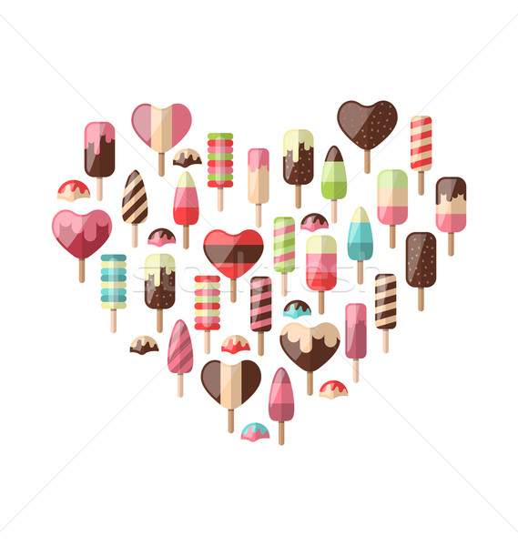 Heart made in Set Different Colorful Ice Cream Stock photo © smeagorl