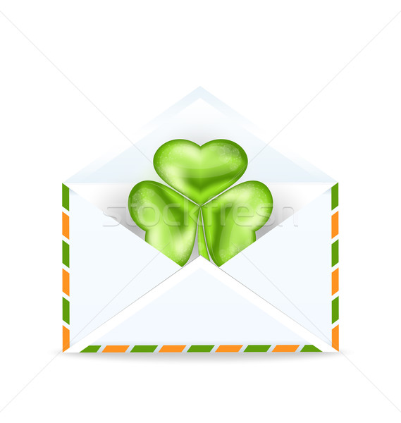 Envelope with clover isolated on white background  for St. Patri Stock photo © smeagorl