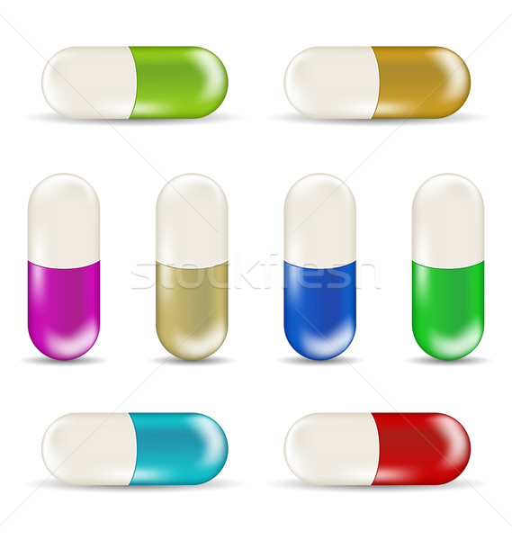 Set colorat pastile izolat alb ilustrare Imagine de stoc © smeagorl