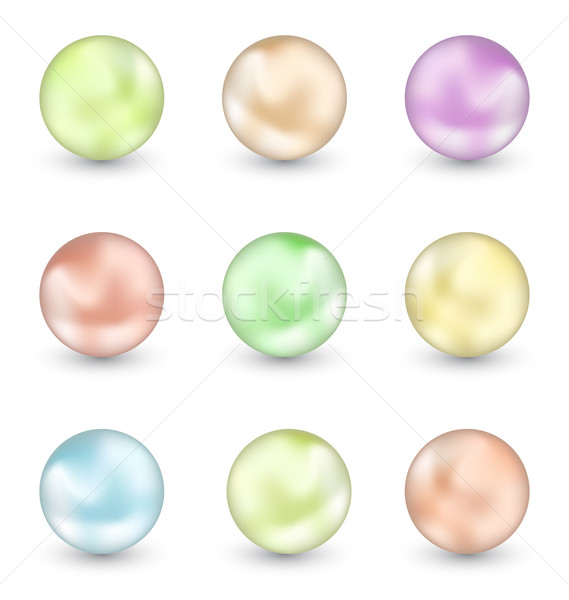 Group of colorful pearls isolated on white background Stock photo © smeagorl