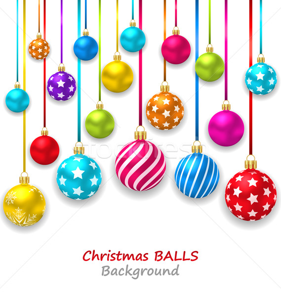 Neujahr Set farbenreich Weihnachten Kugeln Illustration Stock foto © smeagorl