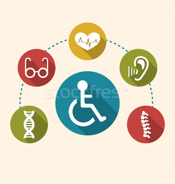 Flat Colorful Icons Disabled with Limited Opportunities and Birth Defects Stock photo © smeagorl