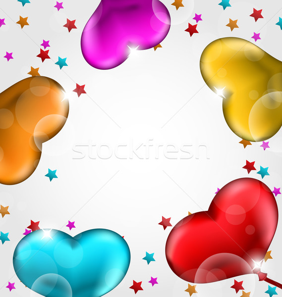 Stock photo: Collection glossy hearts balloons for Valentine Day 